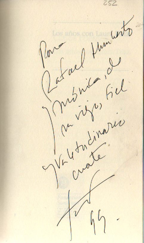 Dedicatoria Los a&ntilde;os con Laura Di&aacute;z