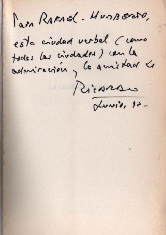 Dedicatoria La ciudad ausente